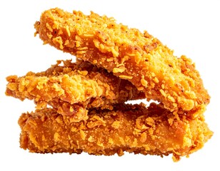 Crispy Fried Chicken Tenders Stacked.