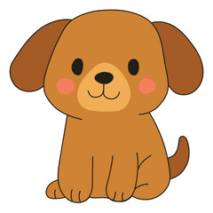 Cute cartoon dog sitting on a white background. Vector illustration.