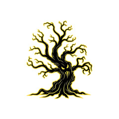 Spooky halloween tree illustration vector graphic design for halloween season and autumn art on transparent background