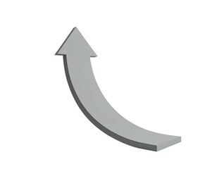 A light gray, 3D curved arrow pointing upwards and to the right