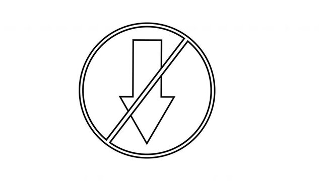 sketch of prohibited icon and down arrow icon