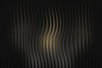 Abstract dark wavy vertical lines with golden light in the center