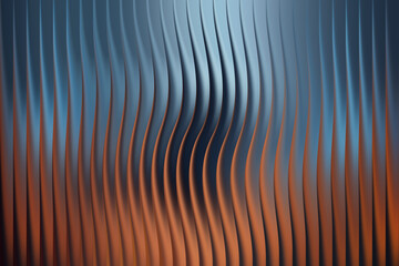 Abstract metallic wavy surface with blue and orange gradient