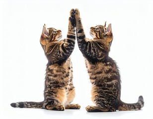 Stylish minimal stock image of cat giving high five, modern appeal.