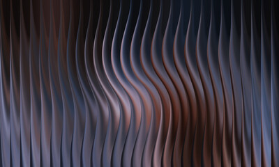Abstract wavy metallic surface with vertical lines and warm tones