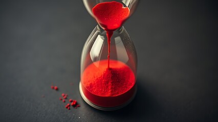 A cracked hourglass with red sand, symbolizing urgent health warnings in midlife.