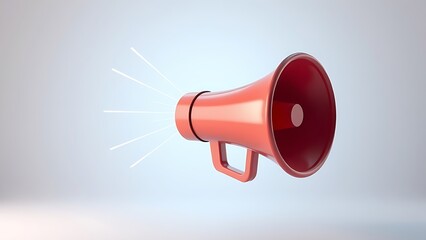3D megaphone emitting sound waves in abstract space, symbolizing dynamic communication.