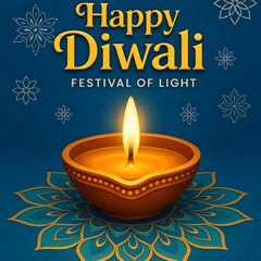 Happy Diwali - festival of lights colorful poster template design with decorative diya lamp
