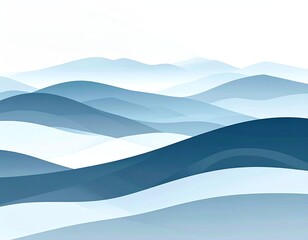 Misty mountain range, soft blue tones