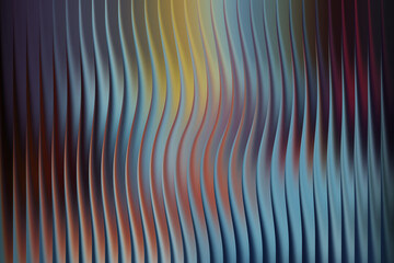 Abstract wavy vertical ribbed texture with metallic sheen and gradient colors