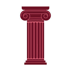 Obraz premium Ionic capital column in dark red color with lighter red line details