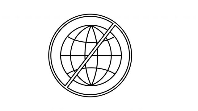 sketch of prohibited icon and earth icon