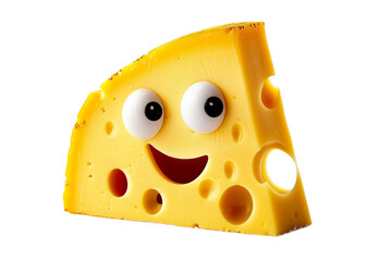 Cheese Cartoon Character with Googly Eyes and Smile