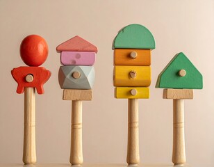 Colorful Wooden Stacking Toys for Toddlers.