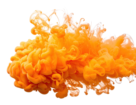 Vibrant orange ink explosion against black