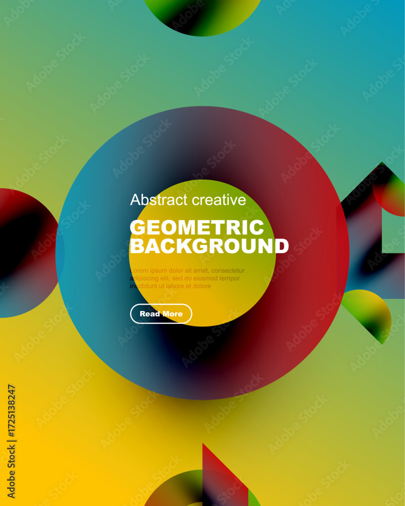 Poster vibrant abstract geometric background. overlapping circles create dynamic colorful composition. text