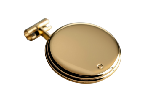 A gleaming gold pocket watch, meticulously crafted, rests against a stark black backdrop, emphasizing its timeless elegance and intricate detailing.