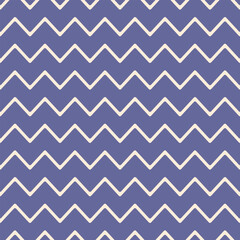 Cream zigzag lines on a deep periwinkle background in a seamless vector pattern. Ideal for clean, soft, and minimal designs in fabric, packaging, and digital use.
