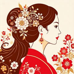 Elegant woman in profile