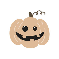 Cute Halloween pumpkin lantern isolated on white background. Vector illustration