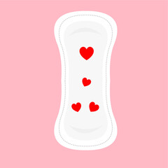Sanitary pad with red heart icon, representing menstrual care and feminine comfort, flat art design style.  © Asyifa mm