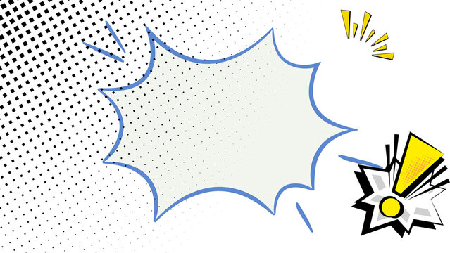 Comic Book Explosion Bubble with Halftone Background for Cartoon Style Presentation