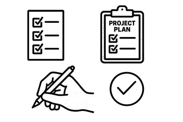 Checklist for successful project planning and execution using a pen and clipboard in a simple layout