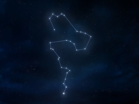 Constellation Eridanus in the night sky. Stars on a dark background isolated. Astrological image.