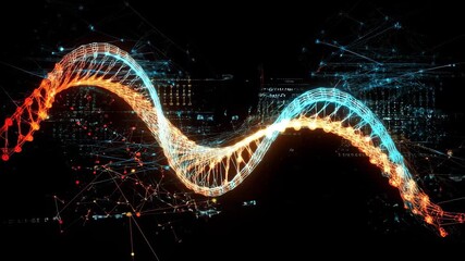 Exploring the intersection of DNA strands with data processing and mathematical concepts in modern science, dna strands over data processing and mathematical equations on black background - Powered by Adobe