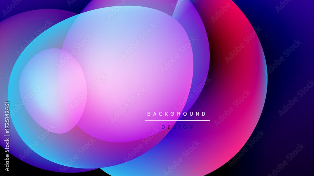 Aufkleber abstract fluid shapes overlap, creating vibrant color gradients. dark background emphasizes luminous