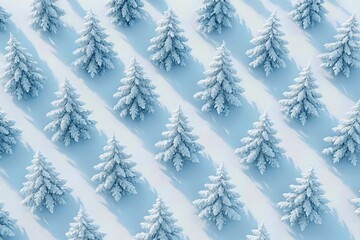 Obraz premium Snowy Evergreen Pattern With Long Winter Shadows