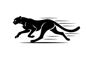 Obraz premium Fast Running Panther Silhouette Speed Logo