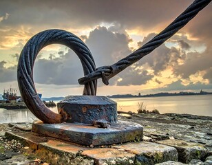 Rusty Harbor Mooring Cable Attachment.