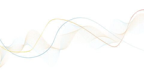 Abstract flowing wave lines in gradient colors of soft blue and golden yellow on a white background,
smooth curves creating a sense of motion and harmony, minimalistic modern design,
elegant and airy,