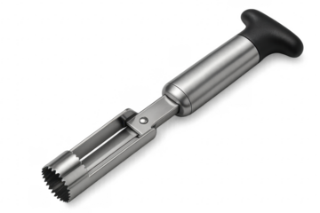 Stainless steel apple corer kitchen tool transparent background