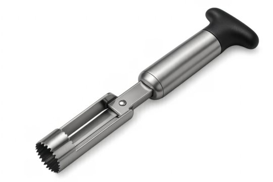 Stainless steel apple corer kitchen tool transparent background