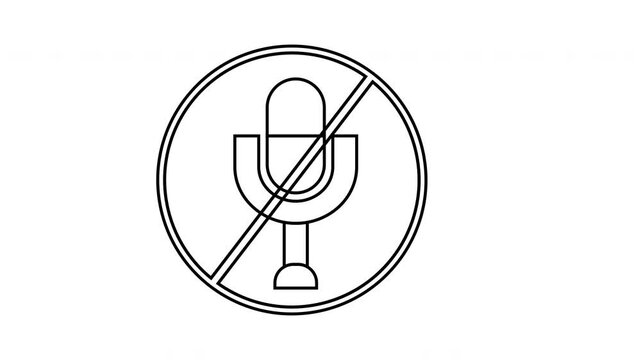 sketch of prohibited icon and microphone icon