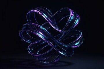 Iridescent Glass Ribbon Knot on Dark Background