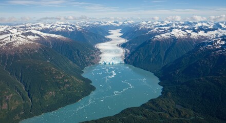Glacier and mountain valley landscape