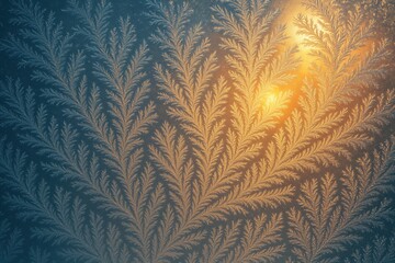 Frost Fern Crystals on Winter Window Glass