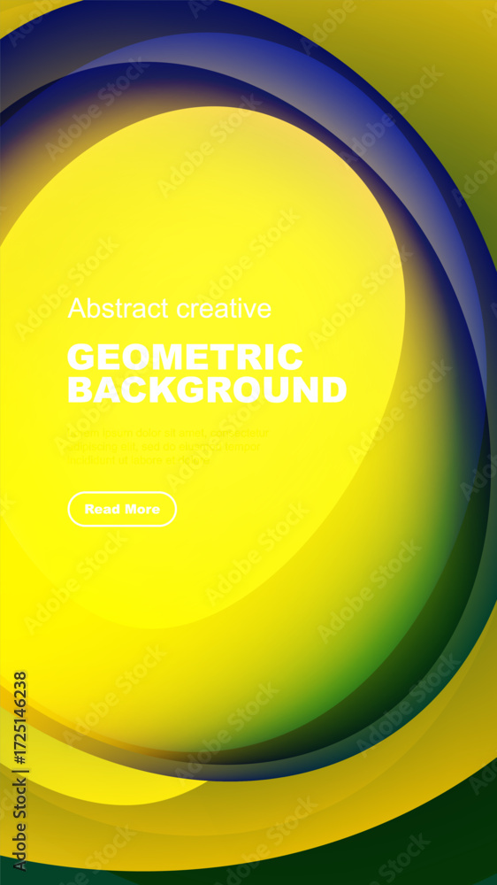 Poster bright abstract design. vivid colors blend, creating dynamic geometric background. text invites furt