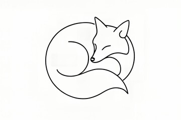 Minimal Sleeping Fox Line Art Logo