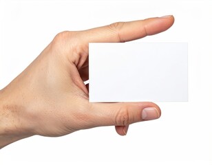 Hand holding a blank business card