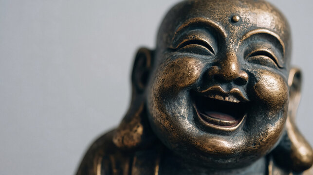 Joyful Buddha statue brings peace and prosperity with its infectious beaming smile and serene aura