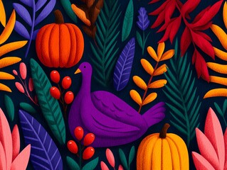 Thanksgiving colorful feast illustration in playful festive holiday design