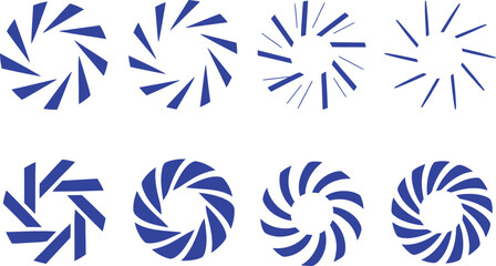 Abstract Blue Circular Geometric Shapes on White Background