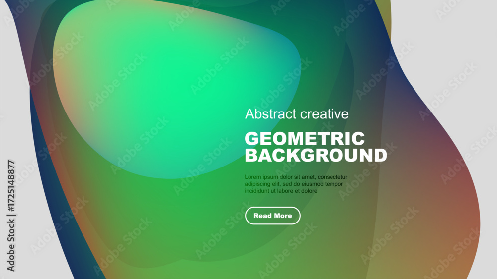 Poster vibrant abstract shapes blend, creating dynamic geometric background. text invites further explorati