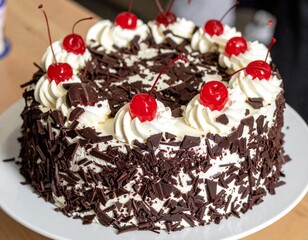German Black Forest Cake with Cherry, Cream and Chocolate for Premium Dessert Object and Gourmet Pastry Concept