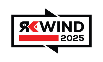 Minimalist 2025 logo design with bold black numerals above a red bar. White text 