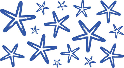 A Whimsical Pattern of Blue Starfish on a White Background